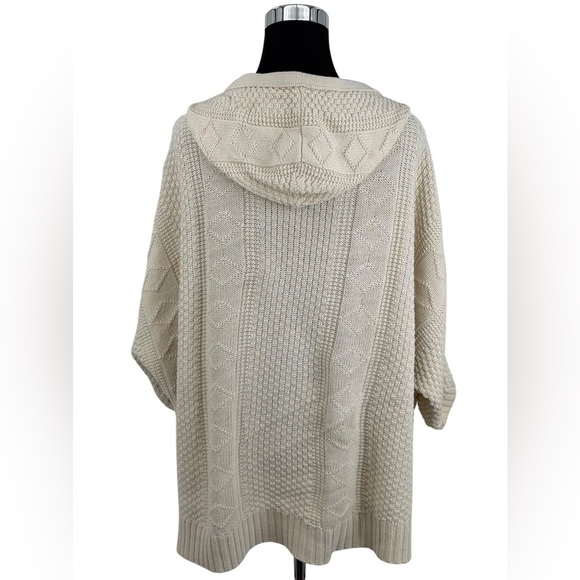 Free People Cream Cable Knit Hooded Cardigan | Cottagecore Coastal Grandma Boho - Picture 16 of 16